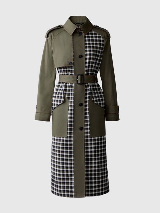 Mackage Jackets & Blazers - Mackage Olive Green Plaid Belted Trench Coat
